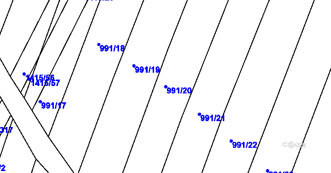Parcela st. 991/20 v KÚ Višňové, Katastrální mapa