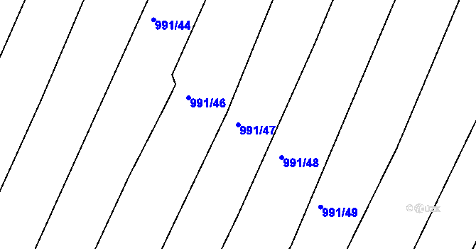 Parcela st. 991/47 v KÚ Višňové, Katastrální mapa