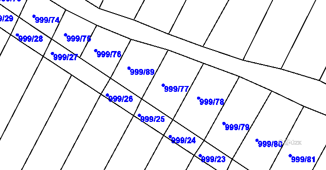 Parcela st. 999/77 v KÚ Višňové, Katastrální mapa