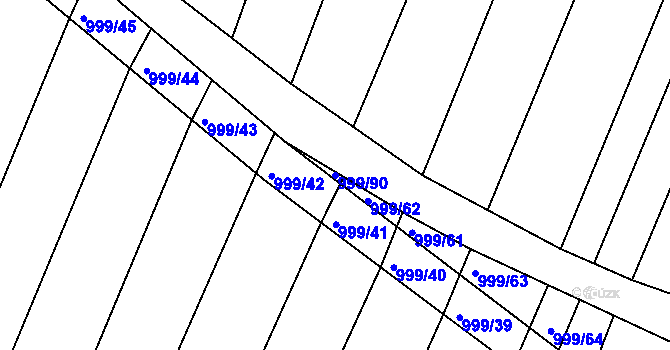 Parcela st. 999/90 v KÚ Višňové, Katastrální mapa