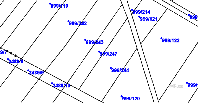 Parcela st. 999/247 v KÚ Višňové, Katastrální mapa
