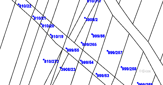 Parcela st. 999/265 v KÚ Višňové, Katastrální mapa
