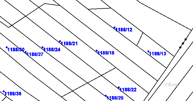 Parcela st. 1188/18 v KÚ Višňové, Katastrální mapa