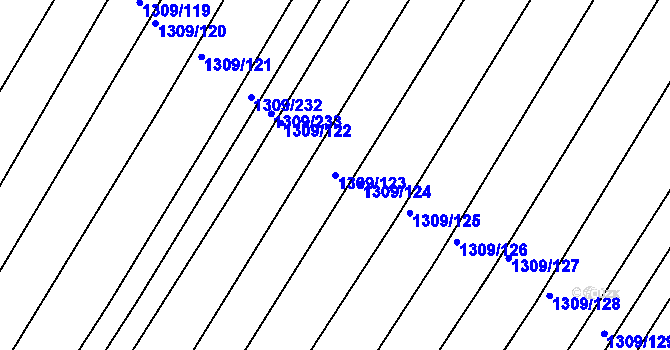 Parcela st. 1309/123 v KÚ Višňové, Katastrální mapa