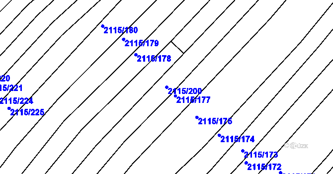 Parcela st. 2115/200 v KÚ Višňové, Katastrální mapa