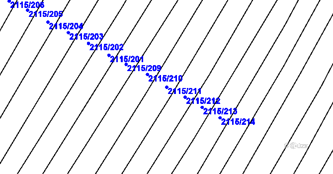 Parcela st. 2115/211 v KÚ Višňové, Katastrální mapa