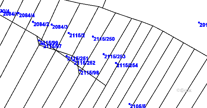 Parcela st. 2115/253 v KÚ Višňové, Katastrální mapa