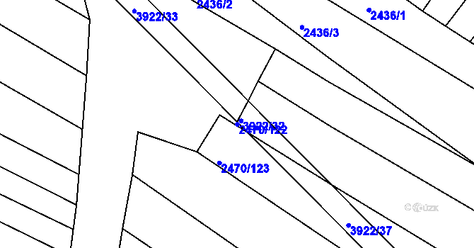 Parcela st. 2470/122 v KÚ Višňové, Katastrální mapa