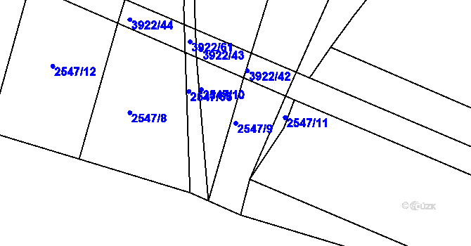 Parcela st. 2547/9 v KÚ Višňové, Katastrální mapa
