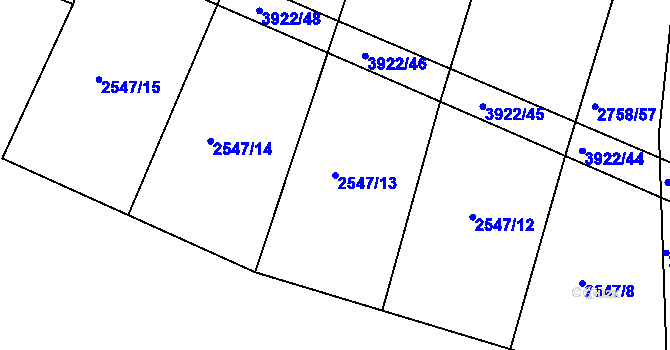 Parcela st. 2547/13 v KÚ Višňové, Katastrální mapa