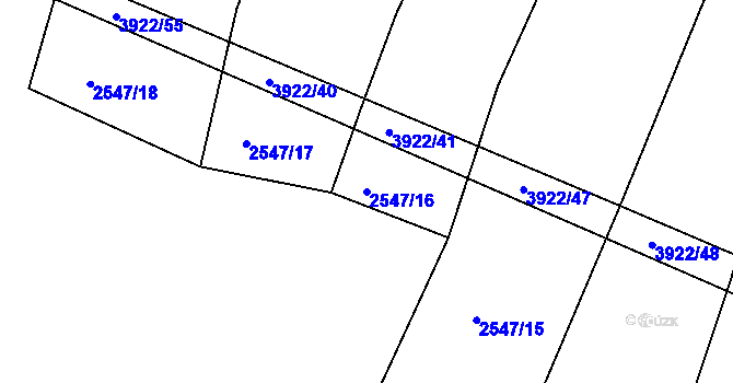 Parcela st. 2547/16 v KÚ Višňové, Katastrální mapa
