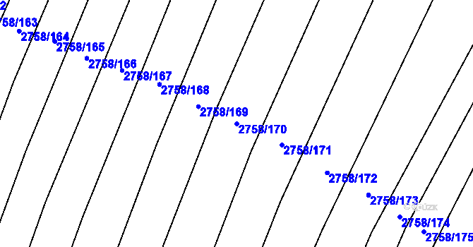 Parcela st. 2758/170 v KÚ Višňové, Katastrální mapa
