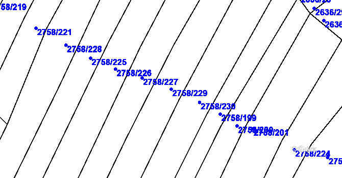 Parcela st. 2758/229 v KÚ Višňové, Katastrální mapa