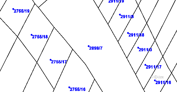 Parcela st. 2898/7 v KÚ Višňové, Katastrální mapa