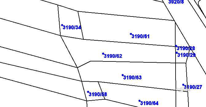 Parcela st. 3190/62 v KÚ Višňové, Katastrální mapa