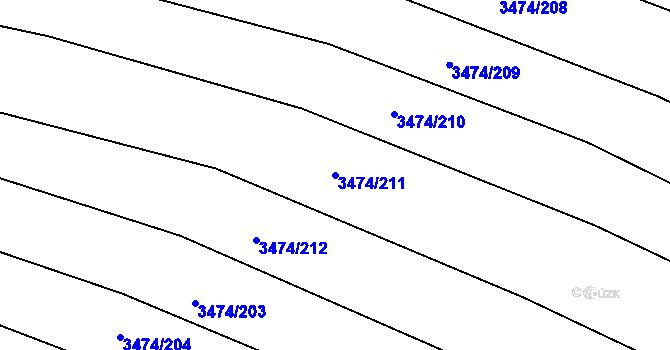 Parcela st. 3474/211 v KÚ Višňové, Katastrální mapa