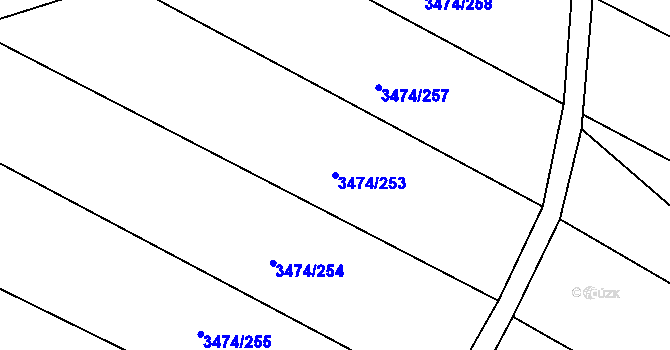 Parcela st. 3474/253 v KÚ Višňové, Katastrální mapa