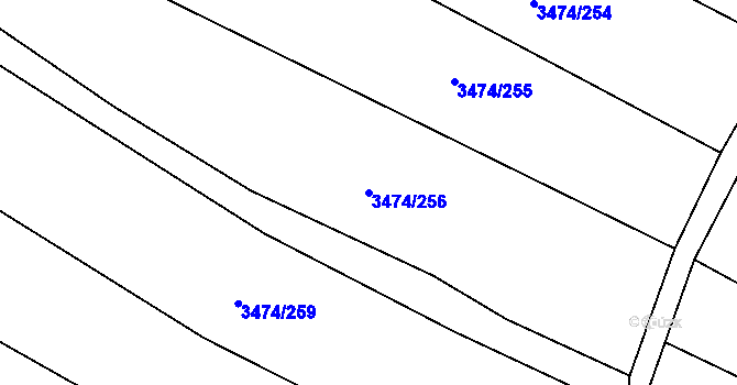 Parcela st. 3474/256 v KÚ Višňové, Katastrální mapa