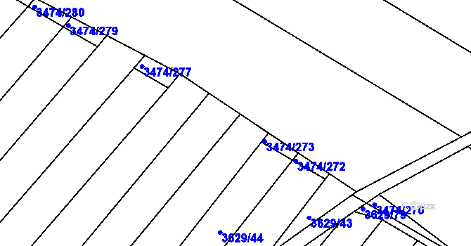 Parcela st. 3474/274 v KÚ Višňové, Katastrální mapa