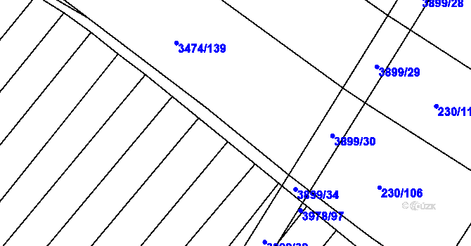 Parcela st. 3629/9 v KÚ Višňové, Katastrální mapa