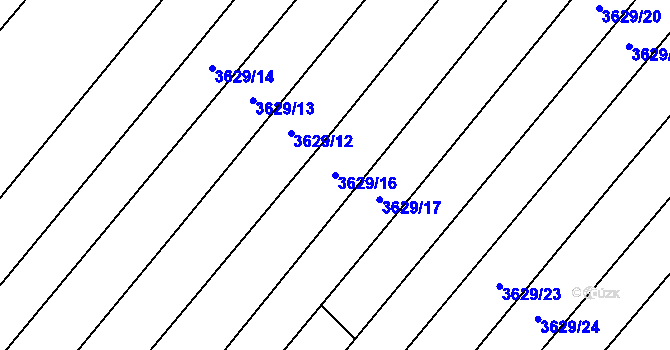 Parcela st. 3629/16 v KÚ Višňové, Katastrální mapa