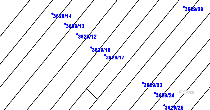 Parcela st. 3629/17 v KÚ Višňové, Katastrální mapa