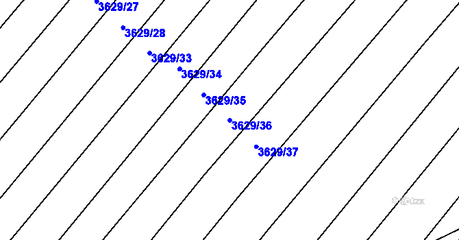Parcela st. 3629/36 v KÚ Višňové, Katastrální mapa
