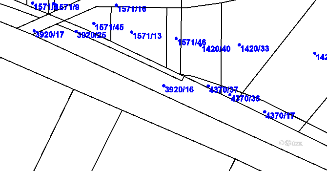 Parcela st. 3920/16 v KÚ Višňové, Katastrální mapa