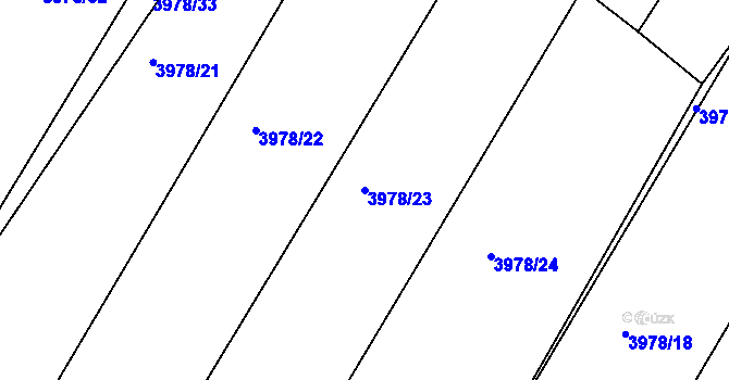 Parcela st. 3978/23 v KÚ Višňové, Katastrální mapa