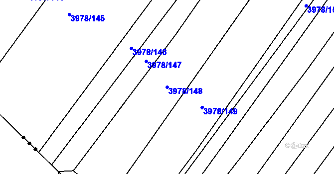 Parcela st. 3978/148 v KÚ Višňové, Katastrální mapa