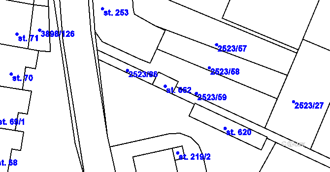 Parcela st. 662 v KÚ Višňové, Katastrální mapa