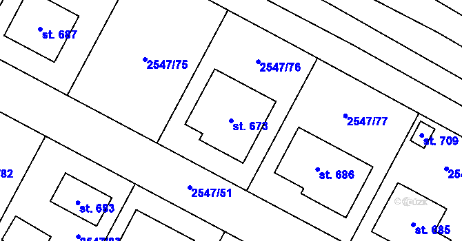 Parcela st. 673 v KÚ Višňové, Katastrální mapa