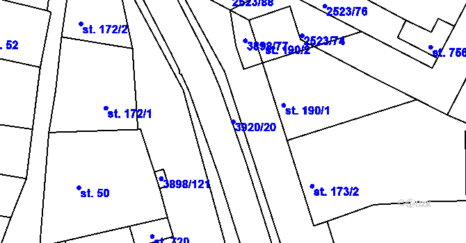 Parcela st. 3920/20 v KÚ Višňové, Katastrální mapa