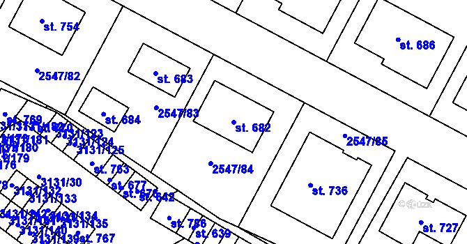 Parcela st. 682 v KÚ Višňové, Katastrální mapa