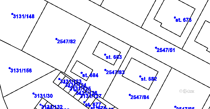 Parcela st. 683 v KÚ Višňové, Katastrální mapa