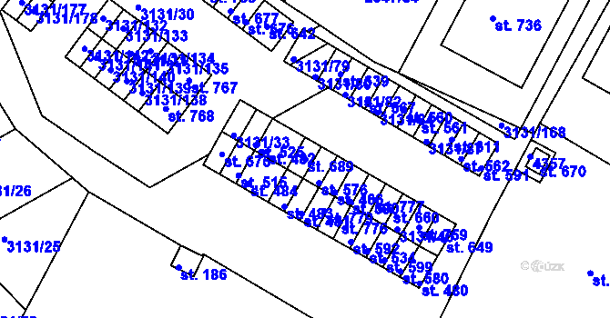 Parcela st. 689 v KÚ Višňové, Katastrální mapa