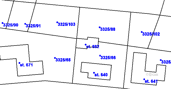 Parcela st. 692 v KÚ Višňové, Katastrální mapa