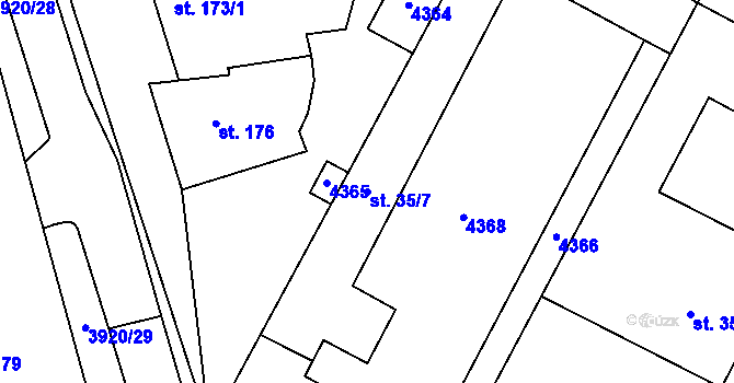 Parcela st. 35/7 v KÚ Višňové, Katastrální mapa