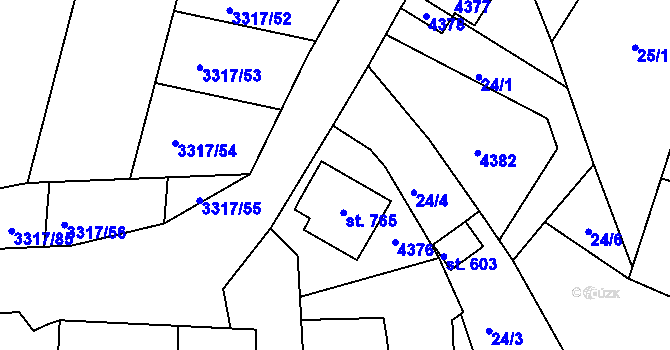 Parcela st. 91/2 v KÚ Višňové, Katastrální mapa