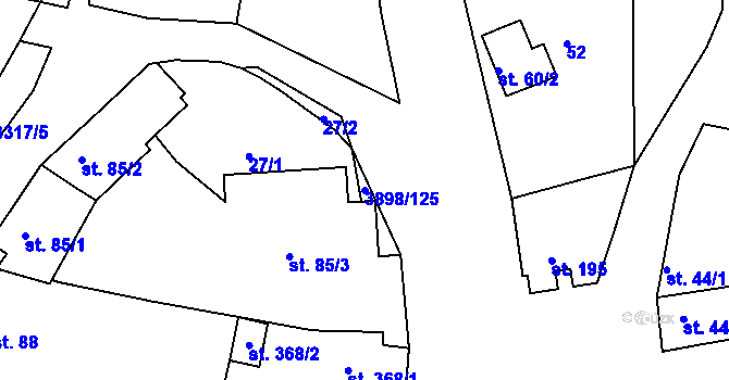 Parcela st. 3898/125 v KÚ Višňové, Katastrální mapa