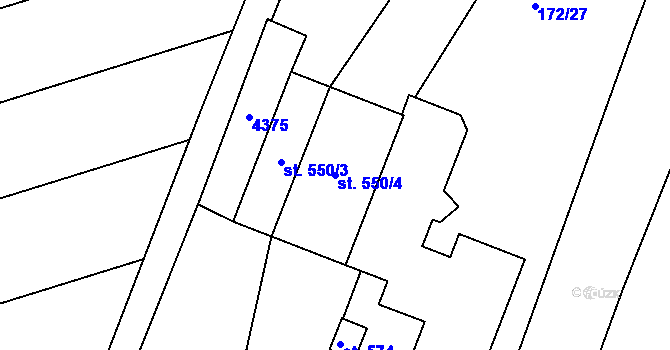 Parcela st. 550/4 v KÚ Višňové, Katastrální mapa