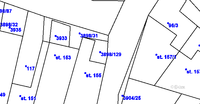 Parcela st. 3898/129 v KÚ Višňové, Katastrální mapa