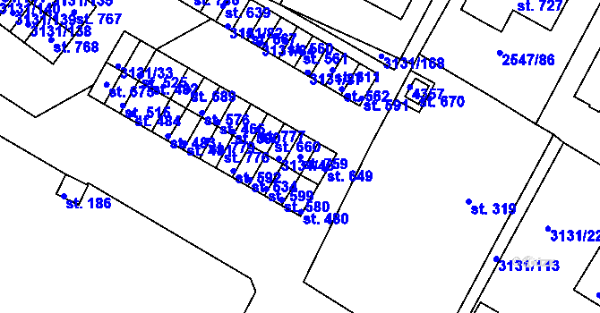 Parcela st. 759 v KÚ Višňové, Katastrální mapa