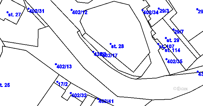 Parcela st. 402/17 v KÚ Stan u Hlinska, Katastrální mapa