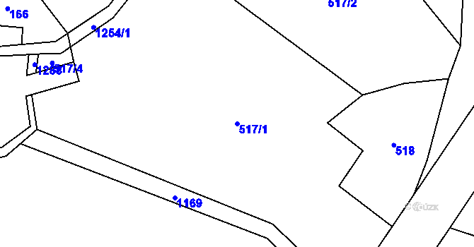 Parcela st. 517/1 v KÚ Vítanov, Katastrální mapa