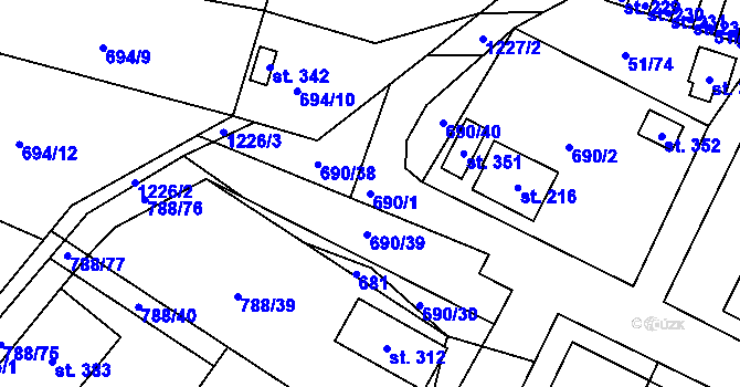 Parcela st. 690/1 v KÚ Vítanov, Katastrální mapa