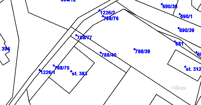 Parcela st. 788/40 v KÚ Vítanov, Katastrální mapa