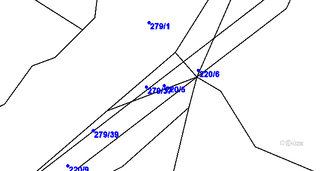 Parcela st. 220/5 v KÚ Vítanov, Katastrální mapa