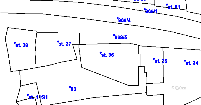 Parcela st. 36 v KÚ Vitčice na Moravě, Katastrální mapa