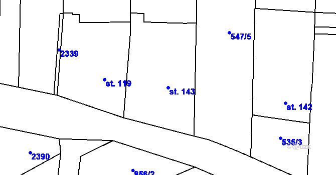Parcela st. 143 v KÚ Vitčice na Moravě, Katastrální mapa